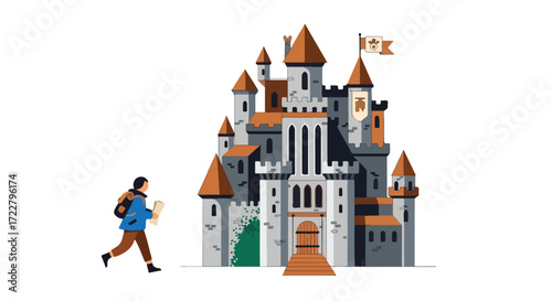 Adventure Awaits: A Journey to the Majestic Castle in a Cartoonish Fantasy World