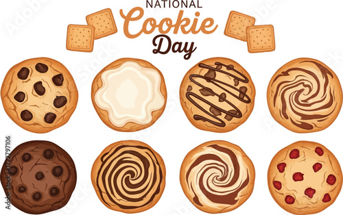 Delicious assortment of sweet cookies and biscuits celebrating National Cookie Day