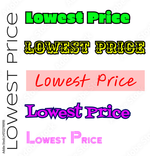 Lowest price text effect a collection of promotional banners with various styles and colors to attract customers