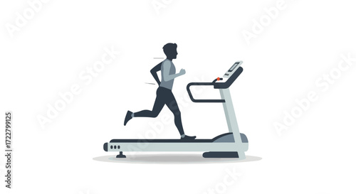 Silhouette of a male athlete exercising on a treadmill, highlighting fitness and cardiovascular health and endurance for well-being and active