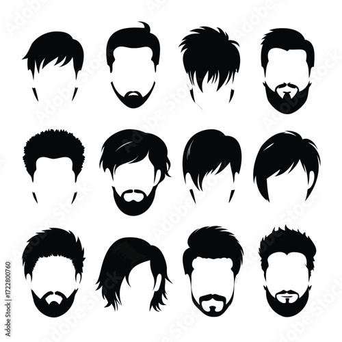 Collection of diverse men s hairstyles and beards