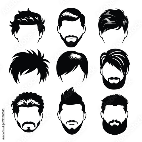 Collection of diverse men s hairstyles and beards