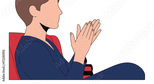 Illustration depicting a figure seated and applauding, symbolizing appreciation or accolades, suitable for diverse applications
