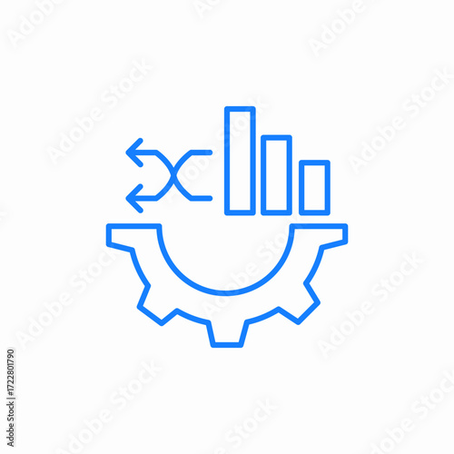 change managment gear graph blue icon sign vector