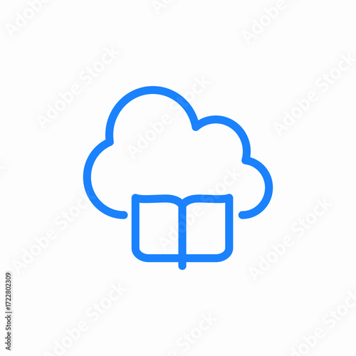 cloud reading book icon sign vector