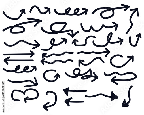 Collection of Hand-Drawn Arrows in Various Directions