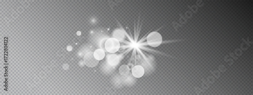 Abstract White Glow Lights and Sparkles Background With Bokeh Circles and Starbursts for Creative Projects, Design Elements, and Festive Imagery