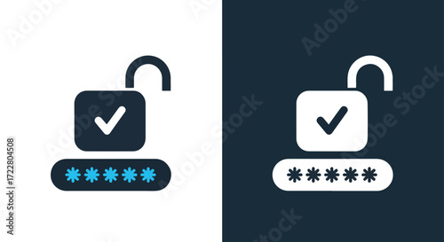 Secure unlock padlock icon with password input for digital security and access control
