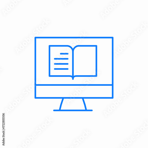 digital book monitor reading blue icon sign vector