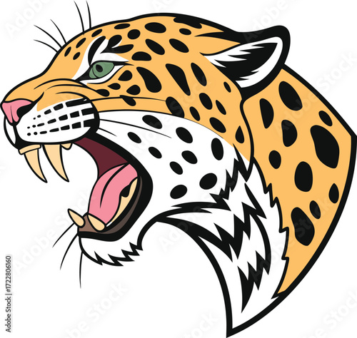 Vector art of aggressive jaguar head roaring