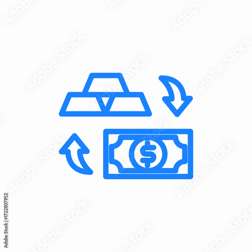 exchange gold money icon sign vector