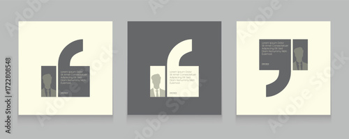 Motivational quotes or client testimonials. Inspirational quote cards. Speech bubbles with quote marks and premium corporate vibes