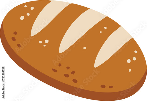 Crusty oval bread loaf with diagonal slashes