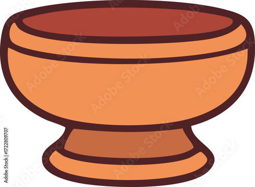 Footed ceremonial bowl in warm terracotta