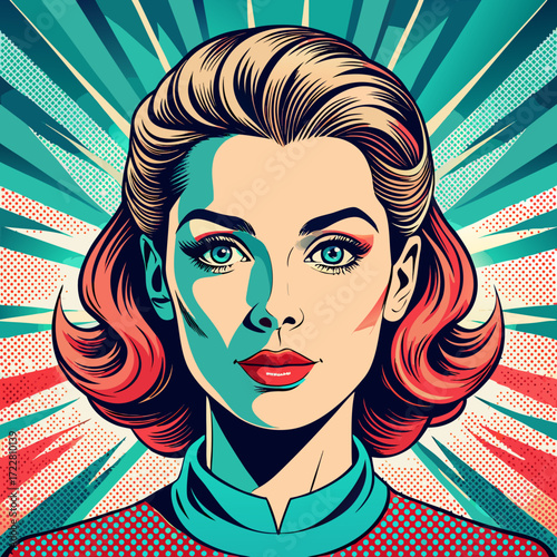 "1950s female face looking straight ahead