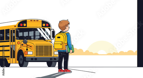 Anticipation and the iconic yellow school bus in the morning as a symbol of beginning an educational journey