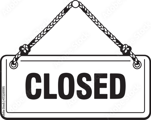 Illustration of black and white closed sign isolated on white background
