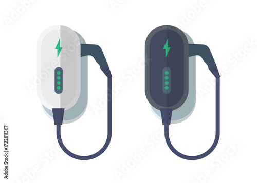 Electric vehicle charging stations. Simple with a focus on equipment.