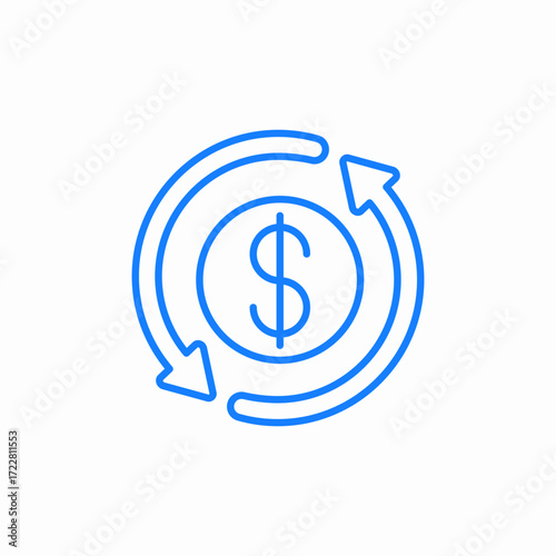 money flow cash blue icon sign vector