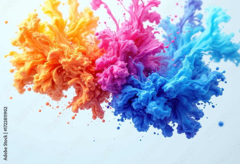 Fototapeta premium Vibrant swirling colors create an abstract and dynamic display of liquid ink interacting in an artistic composition.