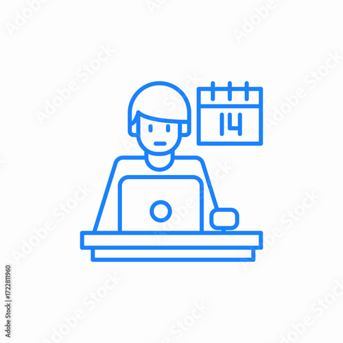 person working calendar icon sign vector