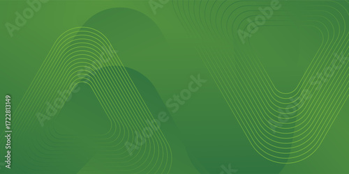 Green Abstract Geometric Shapes with Rounded Lines and Gradient.