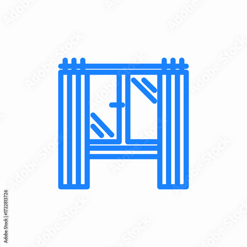 window with curtains icon sign vector