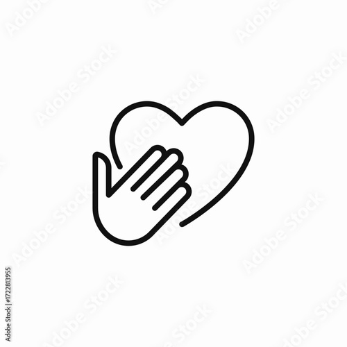 hand over heart care icon sign vector