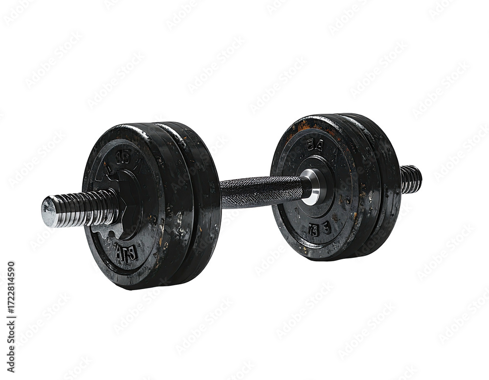 Fototapeta premium Black rusted dumbbells on a black background