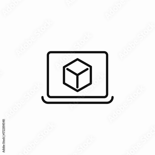 laptop with cube icon icon sign vector