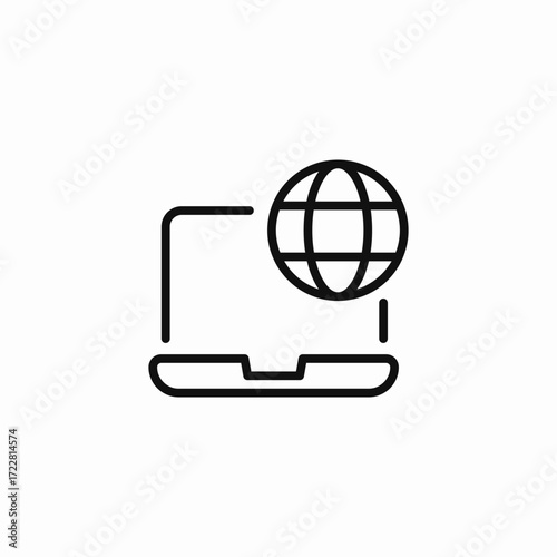 laptop with globe icon icon sign vector