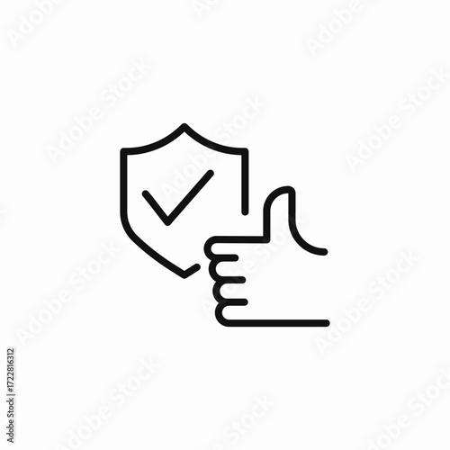 thumbs up with shield icon sign vector