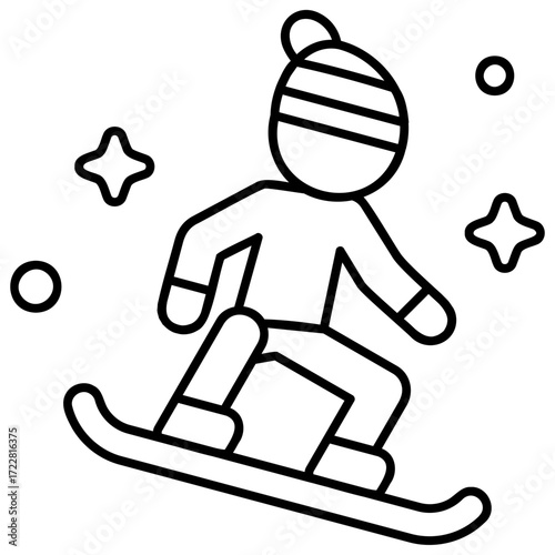 Line Art Snowboarding Icon