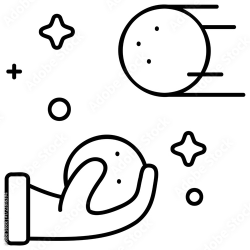 Line Art Snowball Fight Icon