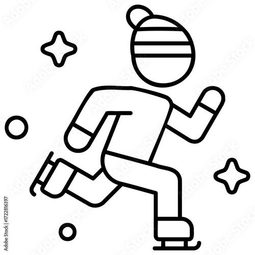 Line Art Ice Skating Icon