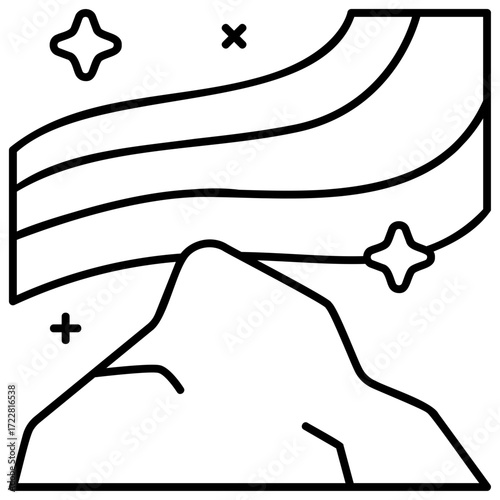 Line Art Northern Lights Icon