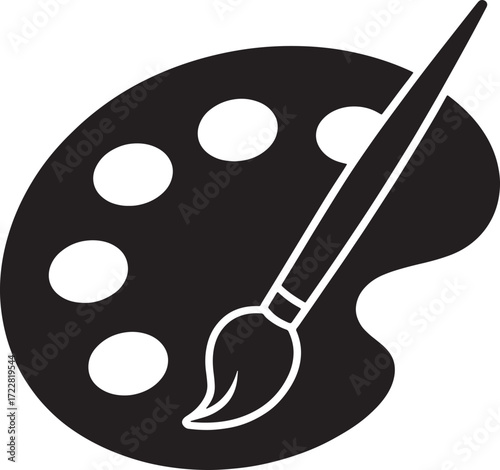 Palette Brush Icon Art Supply Painting Craft Design Creative Tools Vector