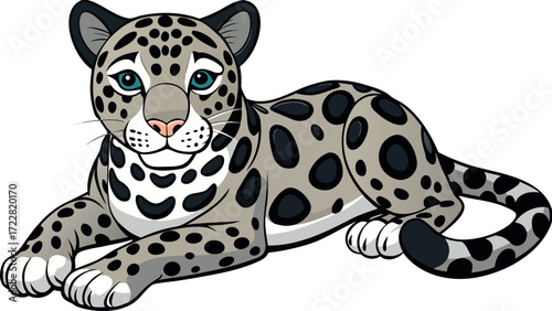 Leopard Cartoon Illustration, Cute Leopard Vector, Wild Animal Clipart, Cartoon Jungle Cat, Funny Leopard Drawing, Safari Animal Cartoon, Leopard Character Graphic, Big Cat Cartoon Art, Wildlife Carto