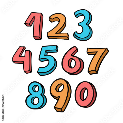 Vibrant and Colorful 3D Numbers Perfect for Your Creative Art Projects and Designs