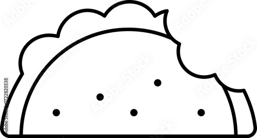 Isolated Tacos Bite Icon in Black Line Art.