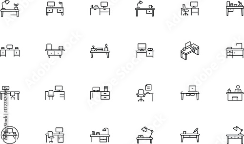 Office desk workspace icon