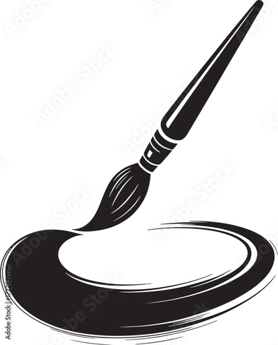 Paint Brush Stroke Swirl Black White Vector Illustration Brushstroke