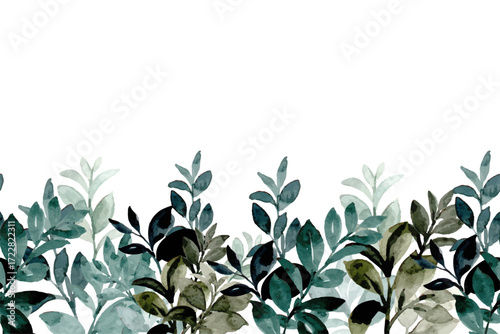 Wallpaper Mural  Beautiful watercolor green leaves background Torontodigital.ca