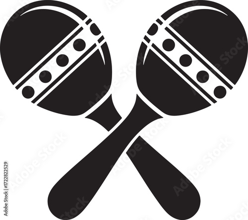 Maracas Black and White Silhouette Percussion Instrument Rhythmic Sound Musical Vector
