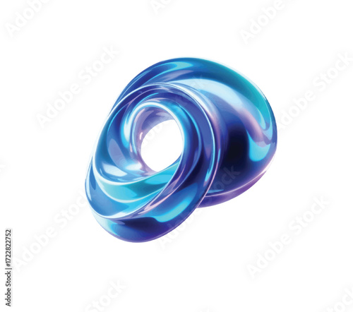 Stunning blue iridescent torus with dynamic light effects, perfect for modern tech, futuristic concepts, and innovative designs, offering a cool, sleek visual.