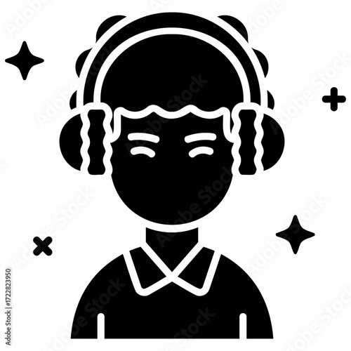 Solid Black Earmuff Icon