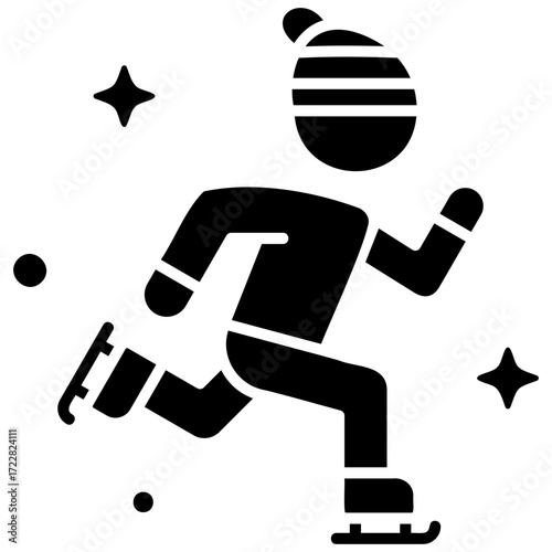 Solid Black Ice Skating Icon