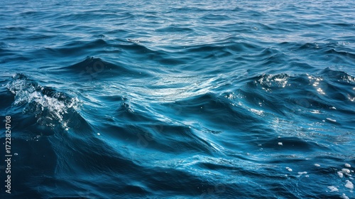 Calm Ocean Waves with Gentle Ripples Under Bright Blue Sky