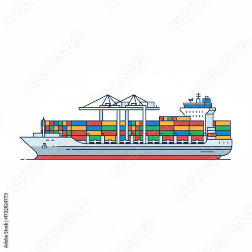 Cargo Ship Isolated on White Background 1.eps