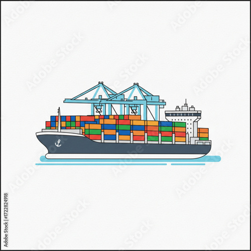 Cargo Ship Isolated on White Background 3.eps